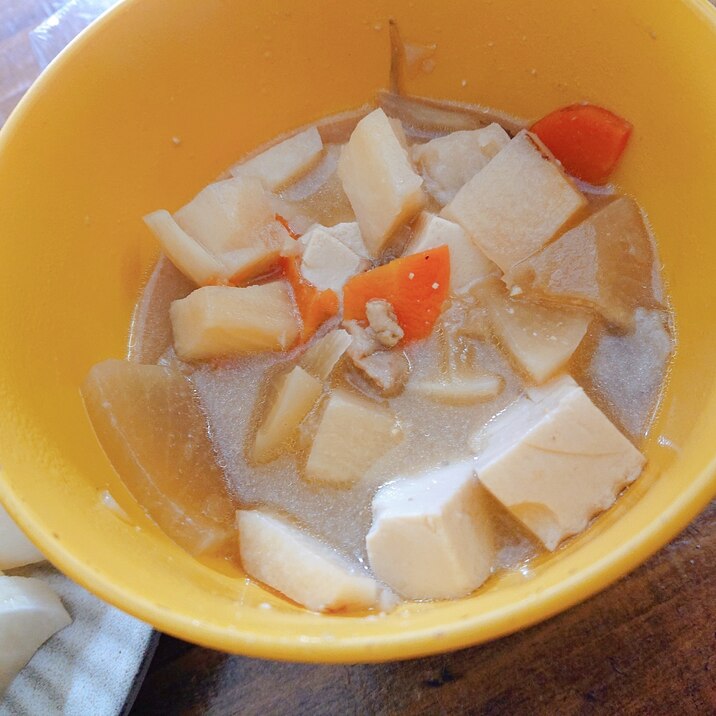 豚汁の残りで生姜スープ